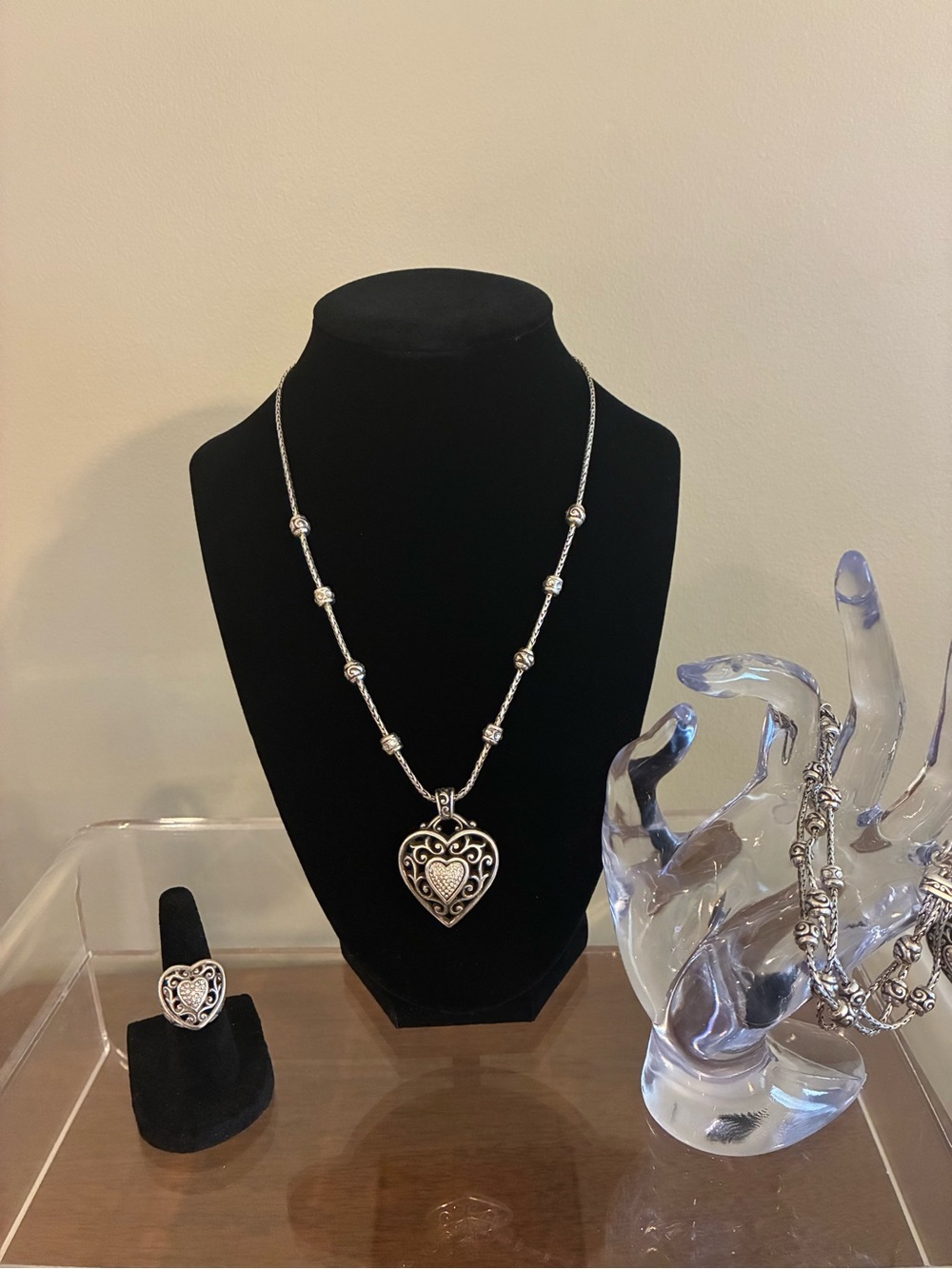Brighton Reno Heart Pendant Necklace, Bracelet, and Ring Set.